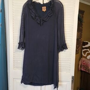Tory Burch Midnight Blue Ruffle Dress